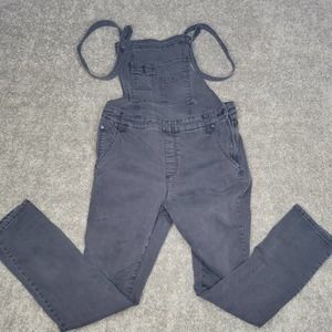 Free People Size 31 Skinny Ankle Black Garden Party Overalls Utility Pockets